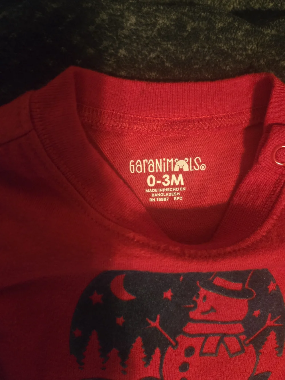 Garanimals Red Baby Bodysuit with Navy Snowman Graphic